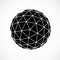 3d vector low poly black and white spherical object, perspective