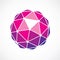 3d vector low poly purple spherical object, perspective orb created with triangular facets. Abstract polygonal element for use as