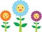 3d vector smiley cute flowers