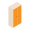 3d vector wardrobe and design illustration. isolated wooden cabinet on white background. isometry