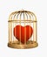 3d velvet heart, closed in a gold cage