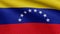 3D, Venezuelan flag waving on wind. Venezuela banner blowing soft silk