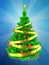 3d vibrant Christmas tree over blue