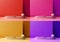 3D Vibrant Colors Podium Steps Stand and Decorative Ball. Vector Illustration