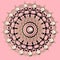 3d vintage jewelry mandala pattern. Floral elegance round ornaments. Volume 3d pearls gemstones. Beautiful ornamental pink