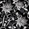 3d vintage silver flowers seamless pattern. Vector floral background. Hand drawn abstract blossom