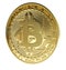 3D visualization cryprocurrency bitcoin in gold surface