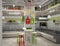 3d visualization of food store. The interior in the loft style