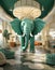 3d wall sticker of an elephant in a lobby