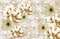 3d wallpaper. Classic mural decorative background. golden flowers and silver pearls for home decor