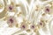 3D wallpaper, jewelry flowers on silk background. Celebration 3d background