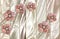 3D wallpaper, Jewelry flowers, vertical stripes, beige silk background.