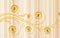 3D Wallpaper mural Design with wooden golden Floral and Geometric Objects gold ball and pearls, gold jewelry wallpaper