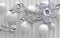 3d wallpaper silver jewelry flowers on big gray balls background