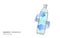 3D water bottle polygonal banner. Aqua liquid package. Plastic transparent drink full beverage clean natural artesian