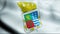 3D Waving Chile county Flag of Los Lagos Closeup View