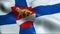 3D Waving Finland City Flag of Heinola Closeup View