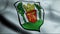 3D Waving Germany City Coat of Arms Flag of Aurich Closeup View