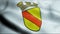 3D Waving Germany City Coat of Arms Flag of Baden Baden Closeup View