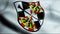 3D Waving Germany City Coat of Arms Flag of Bayreuth Closeup View