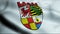 3D Waving Germany City Coat of Arms Flag of Dessau Closeup View