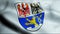 3D Waving Germany City Coat of Arms Flag of Erlangen Closeup View