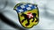 3D Waving Germany City Coat of Arms Flag of Freising Closeup View