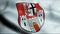 3D Waving Germany City Coat of Arms Flag of Konigswinter Closeup View