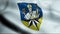 3D Waving Germany City Coat of Arms Flag of Korbach Closeup View