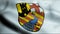 3D Waving Germany City Coat of Arms Flag of Neuwied Closeup View