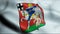 3D Waving Germany City Coat of Arms Flag of Olpe Closeup View