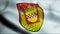 3D Waving Germany City Coat of Arms Flag of Plettenberg Closeup View