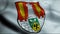 3D Waving Germany City Coat of Arms Flag of Salzgitter Closeup View