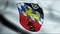 3D Waving Germany City Coat of Arms Flag of Sankt Ingbert Closeup View