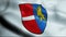 3D Waving Germany City Coat of Arms Flag of Schonau im Schwarzwald Closeup View