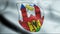 3D Waving Germany City Coat of Arms Flag of Suhl Closeup View