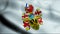 3D Waving Germany City Coat of Arms Flag of Uberlingen Closeup View