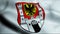 3D Waving Germany City Coat of Arms Flag of Weibenburg in Bayern Closeup View