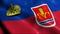 3D Waving Liechtenstein City Flag of Ruggell Closeup View