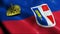 3D Waving Liechtenstein City Flag of Schaan Closeup View