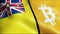 3D Waving Niue and Bitcoin Flag