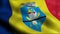 3D Waving Romania City Flag of Beius Closeup View