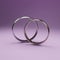 3d wedding rings on a purple background. Shiny platinum jewelry. Two white gold rings. Luxurious wedding accessories