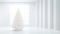 3D white alternative paper Christmas tree. White background, web banner, postcard with minimal paper christmas tree