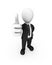 3d white businessman shows thumb up gesture