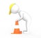3d white  character arranging  traffic cones concept