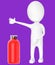 3d white character , gas cylinder