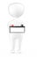 3d white character holding a battery with red color positive and black color negative marking