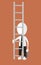 3d white character holding briefcase and standing in front of a ladder - way to climb success concept