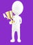 3d white character holding a trophy